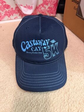 Disney Castaway Cay 5K Navy Blue Baseball Hat with Light Blue Logo